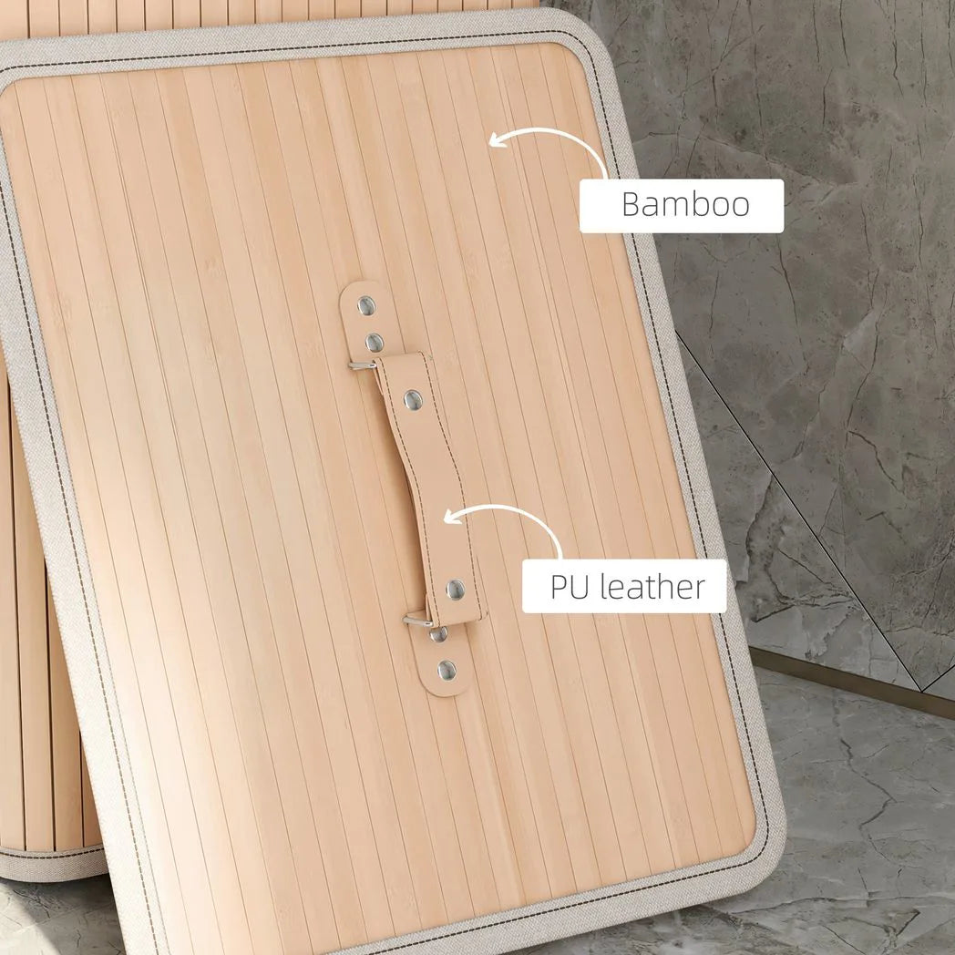 HOMCOM 70L Collapsible Bamboo Laundry Hamper Organizer Clothes Washing Basket Bin Storage Box w/ Lid Removable Lining 40x30x60cm