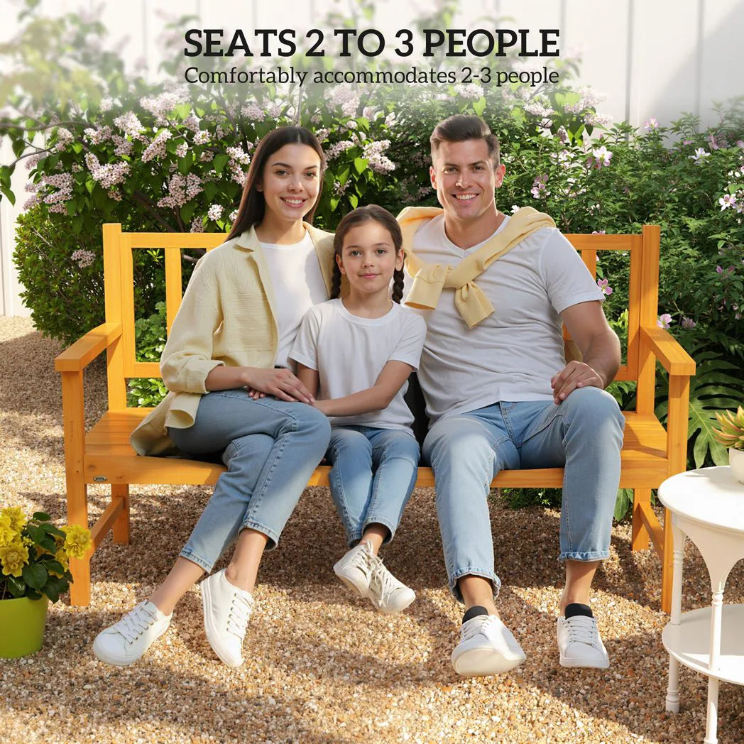 Outsunny Wooden Bench with Liftable Middle Table, Outdoor Bench, Patio Loveseat for Porch, Garden, Seats 2-3 People