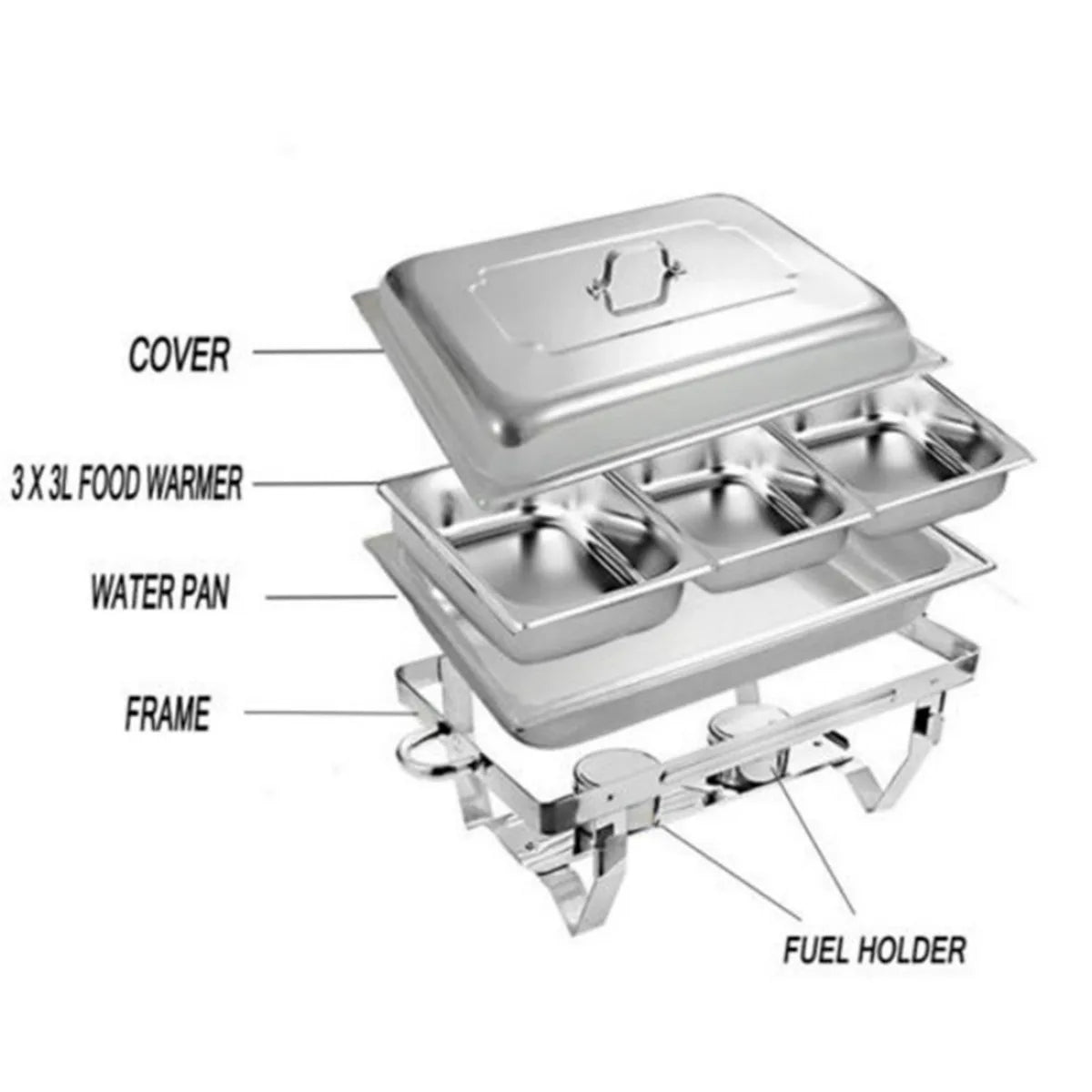 9L 304 Insulated Food Warmer Bain Marie Food Warmer Buffet Warmer Chafing Dish