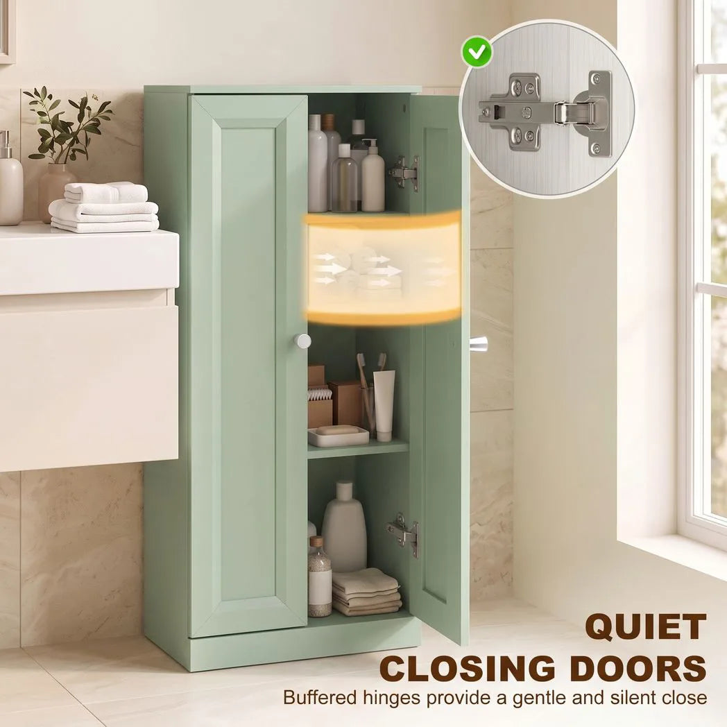 HOMCOM Narrow Bathroom Cabinet, Slim Storage Cabinet with 2 Doors & 4 Tiers, Freestanding Narrow Cupboard