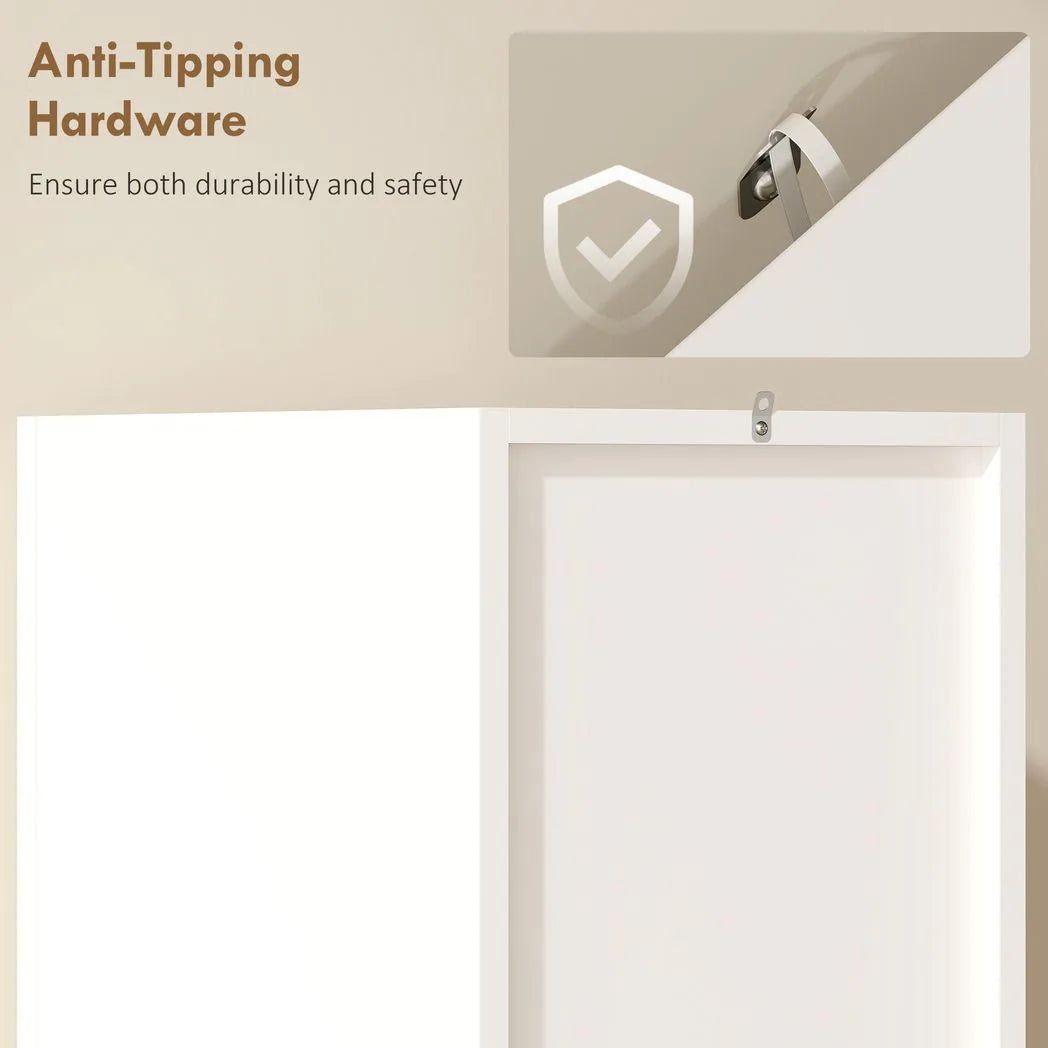 HOMCOM Tall Slim Bathroom Cabinet with 2 Doors, 2 Shelves - White