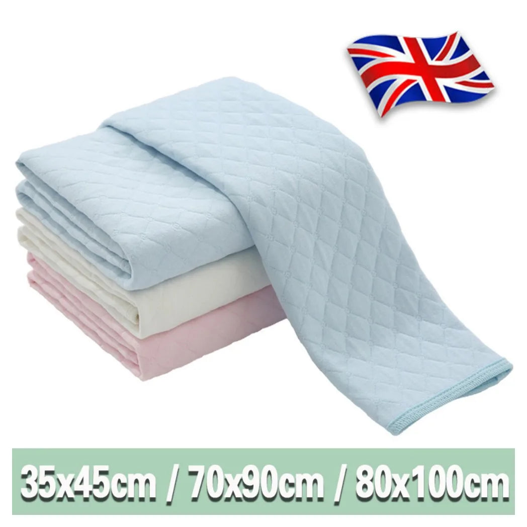 Washable Reusable Absorbent Incontinence Bed Pads Mats Sheet Mattress Protector-Light Pink-80*100cm