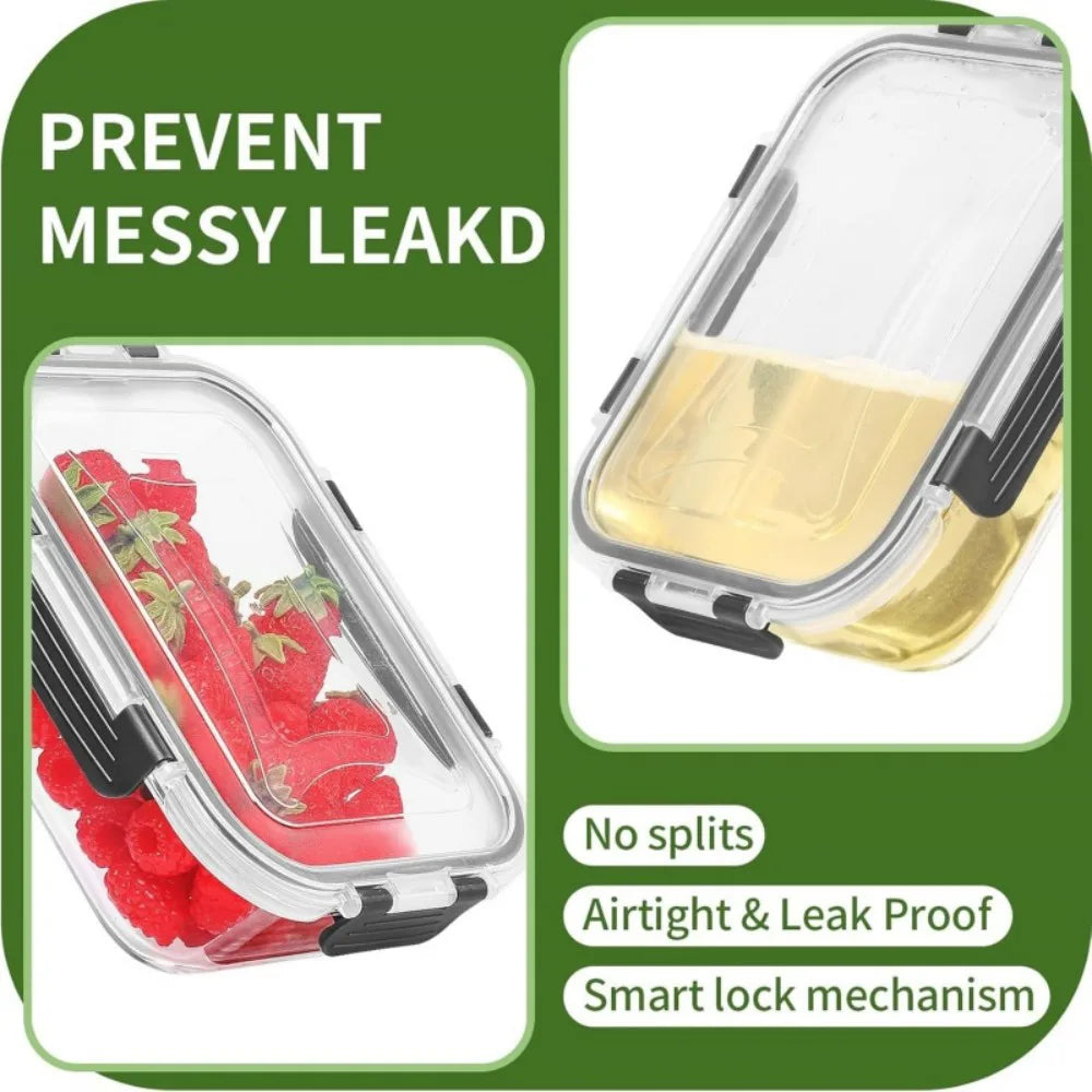 Glass Food Storage Containers with Lids - 5 Airtight Food Storage Containers-粉色