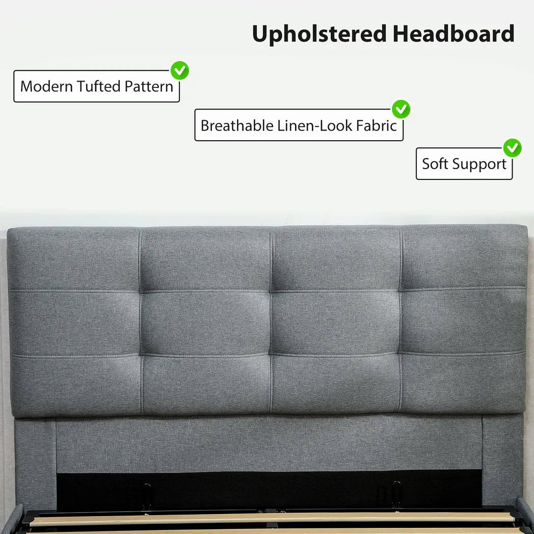 HOMCOM 4ft6 Double Ottoman Bed with Gas Lift Storage - Grey