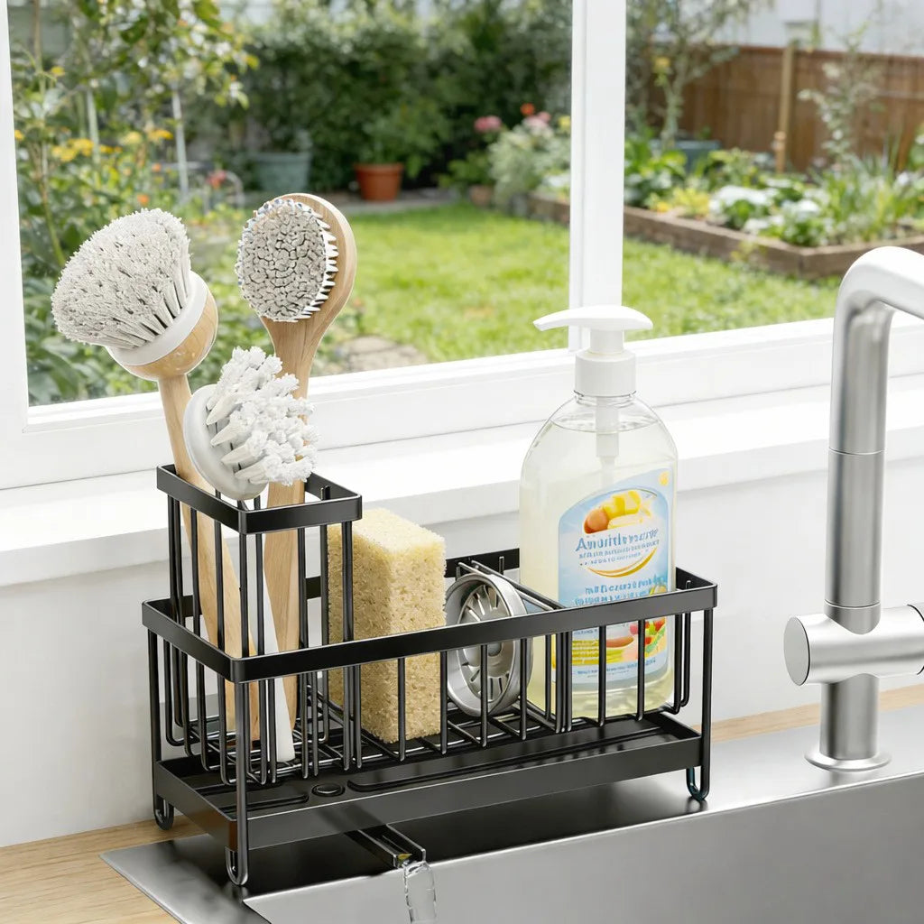 Kitchen Sink Rack Sponge Holder Soap Dish Drain Storage Organizer Brush Holder (US Logistics only For USPS.TK/TMEU only For self-pickup)
