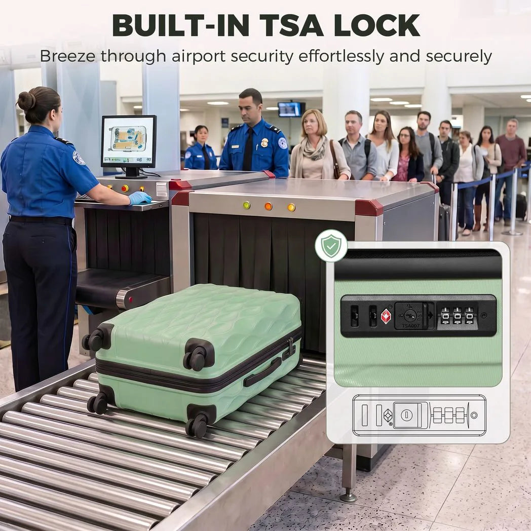 HOMCOM 24Inch Suitcase, ABS Hard Shell Checked Luggage with TSA Lock, Spinner Wheels, Telescopic Handle, Green