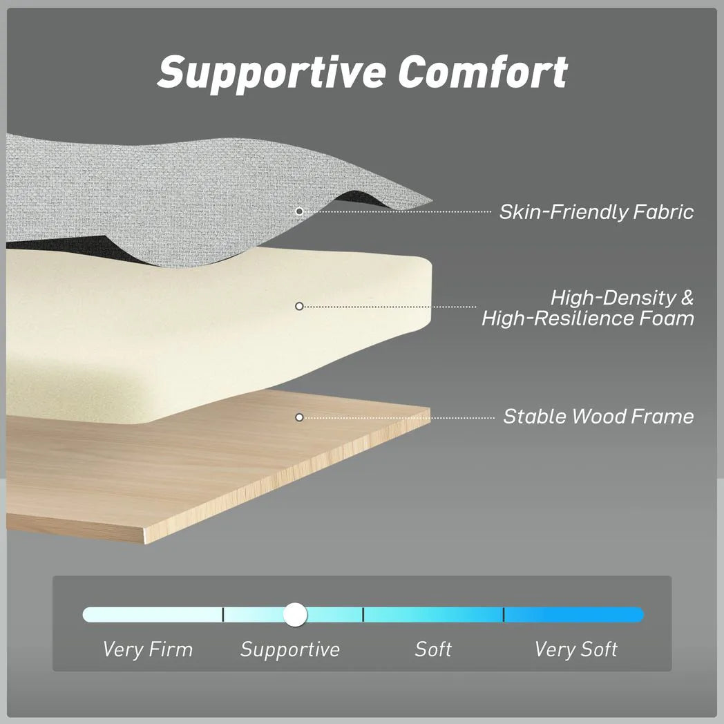 HOMCOM Three-Way Two-Seater Sofa Bed - Light Grey