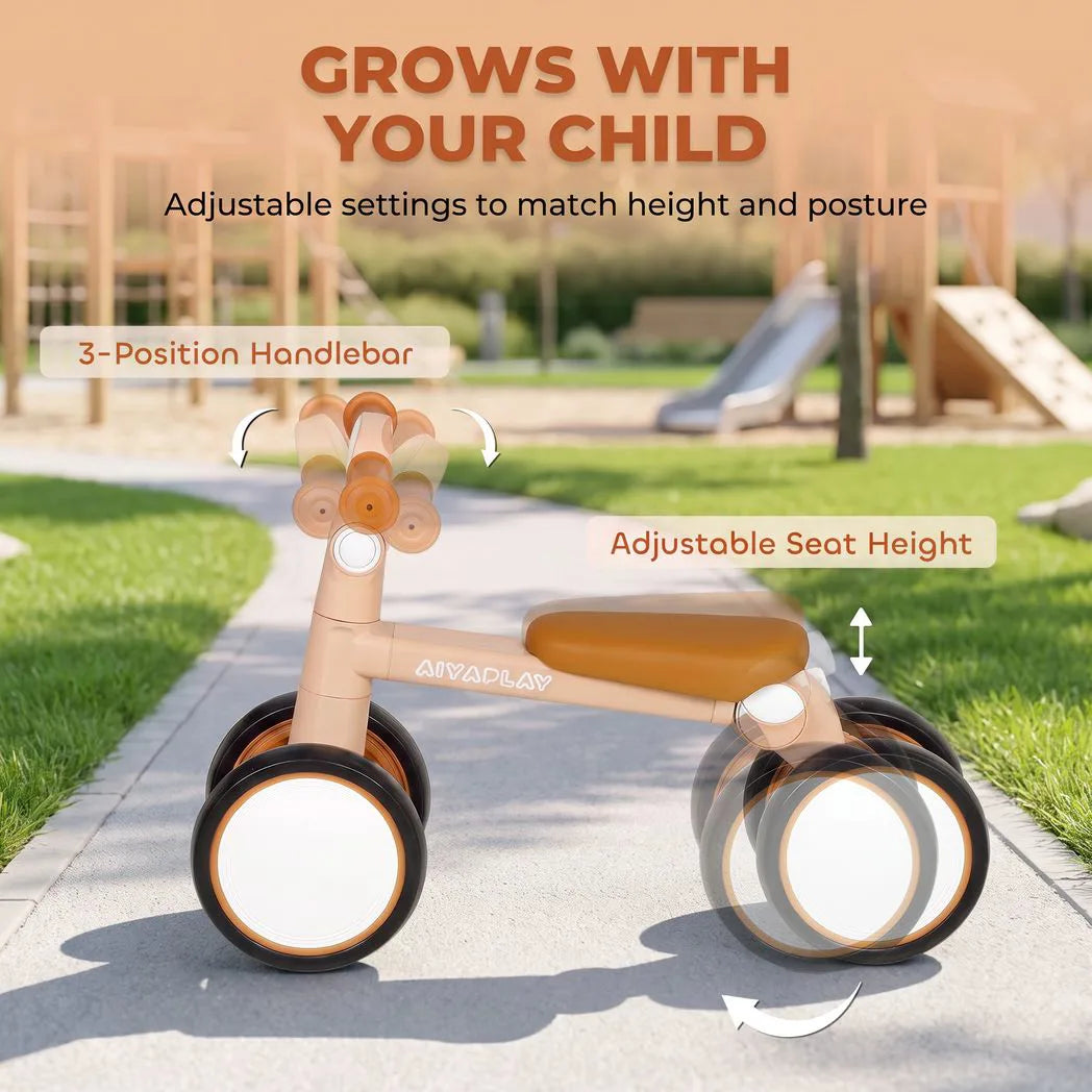 AIYAPLAY Balance Bike, Lightweight Baby Balance Bike with Foldable Design, Adjustable Seat, No Pedal for 1?2 Years, Pink