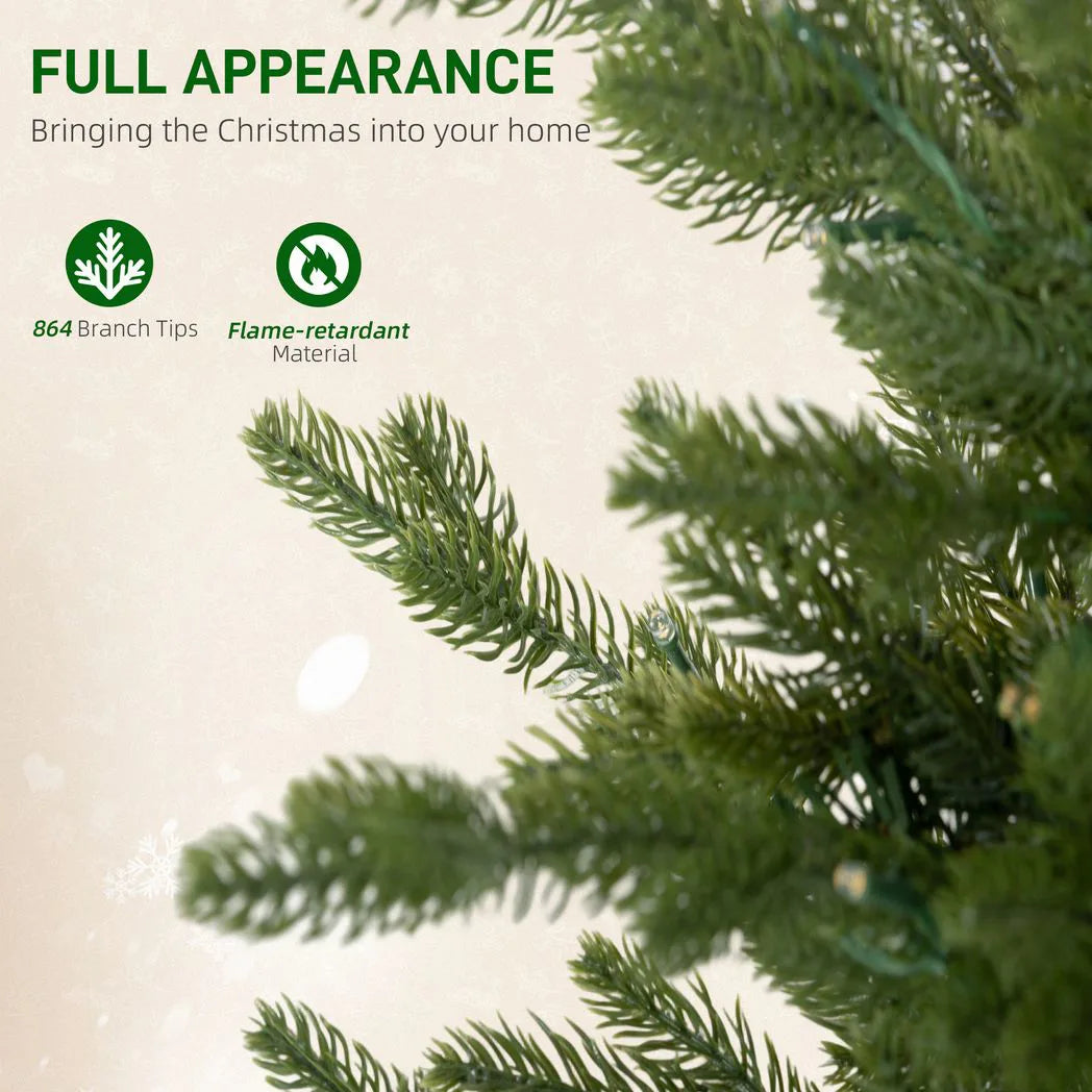 HOMCOM Set of Two Artificial 4ft Christmas Trees, with Lights - Green