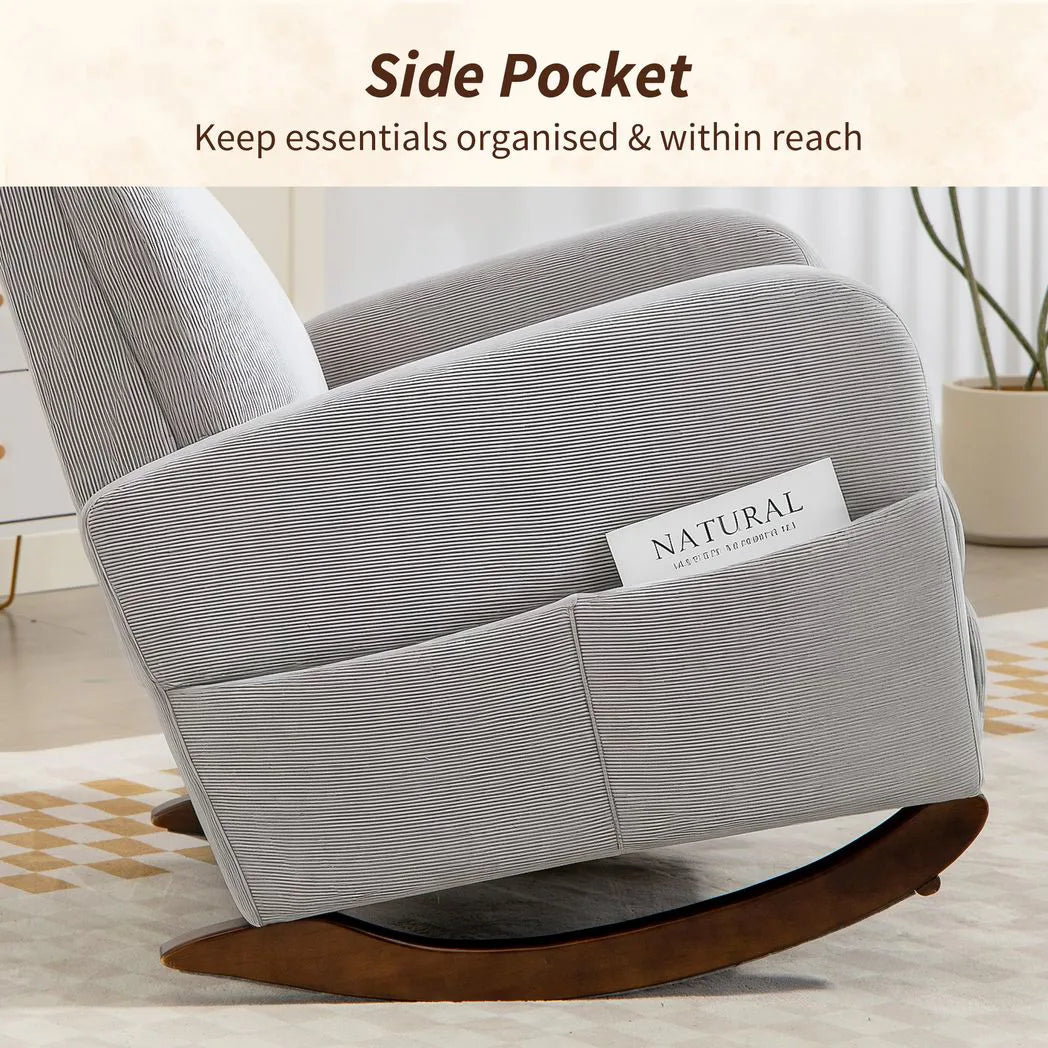 HOMCOM Corduroy Rocking Armchair - Grey