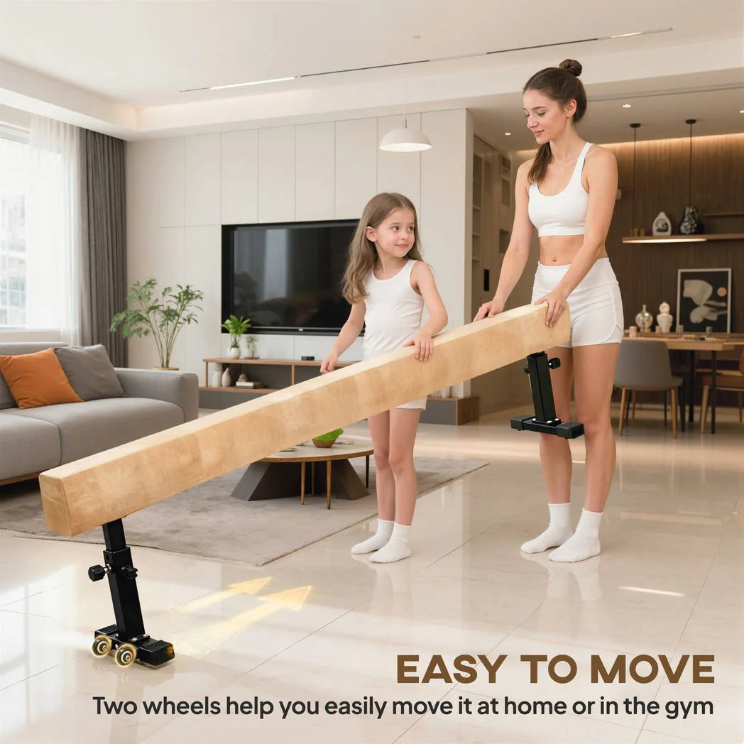 HOMCOM 7.5ft Adjustable Balance Beam, Gymnastics Beam with Wheels, Gymnastics Equipment for 6 Years Old Training