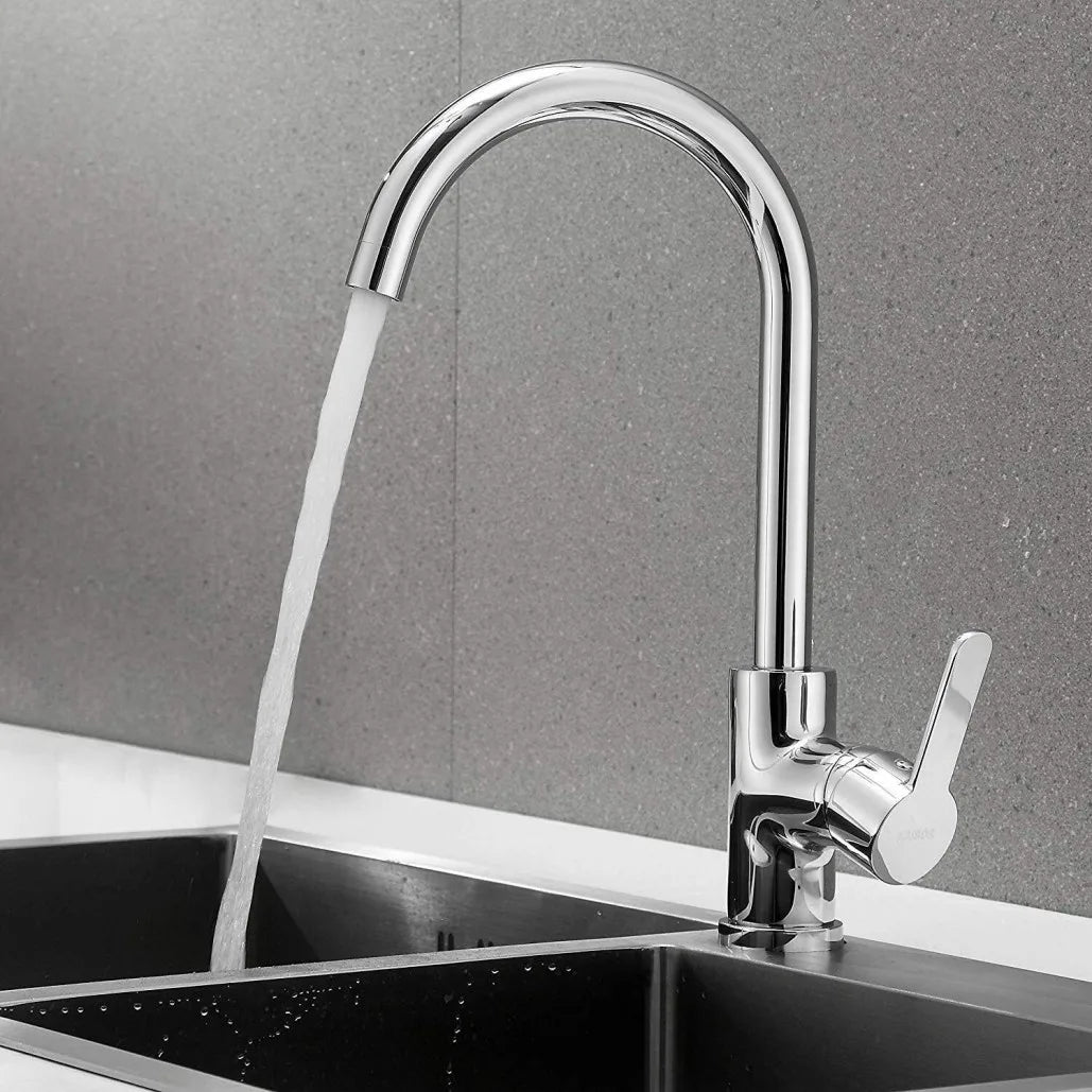 Kitchen Sink Mixer Taps Swivel Spout Single Lever Tap Mono Chrome Faucet Modern