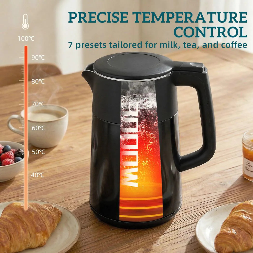 HOMCOM Electric Kettle, 1.7L Fast Boil 3kW Water Kettle with UK Strix Thermostat, LED Display, Keep Warm Function, Black
