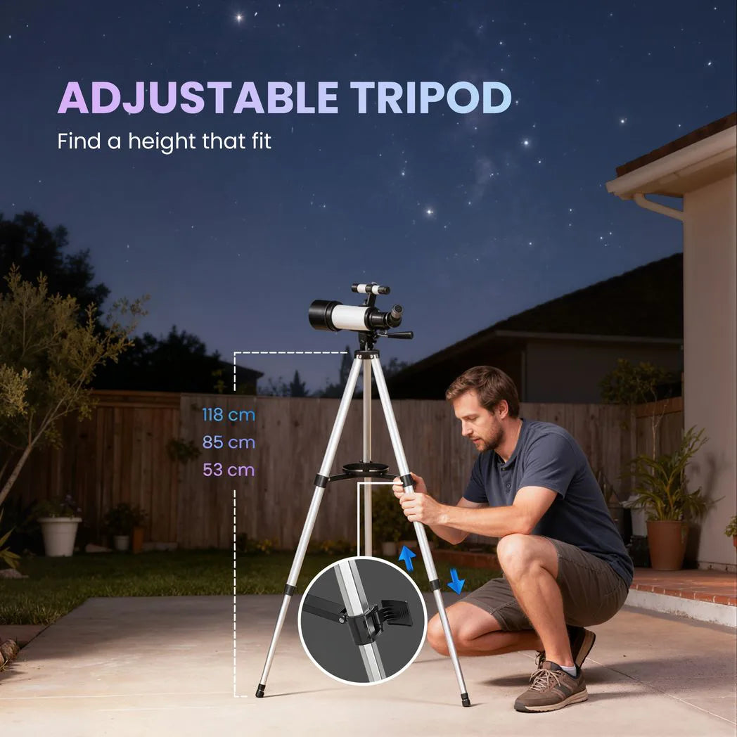 Outsunny Astronomy Telescope for Adults and Beginners with 70 mm Aperture, Carry Bag, White