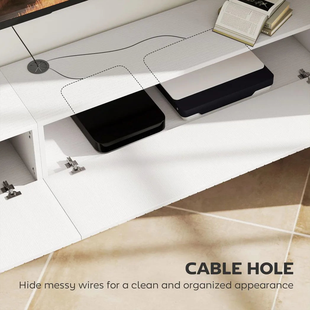 HOMCOM 80cm Floating TV Stand, Wall Mount TV Unit with Cable Management Hole, Fits up to 72" TV, White