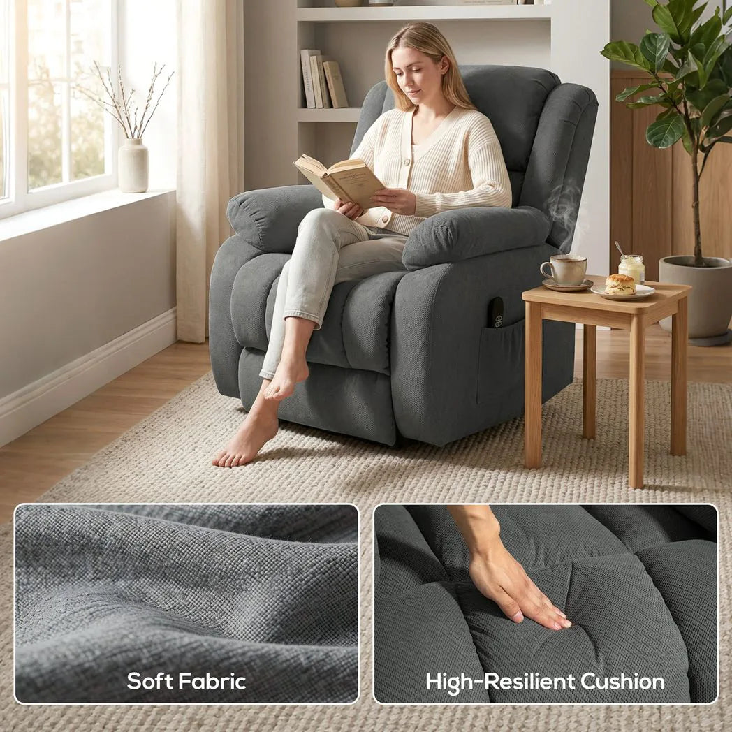HOMCOM Recliner Armchair Lift Chair, Electric Recliner Chair with Vibration Massage and Heat, Wide Seat, USB Port, Grey