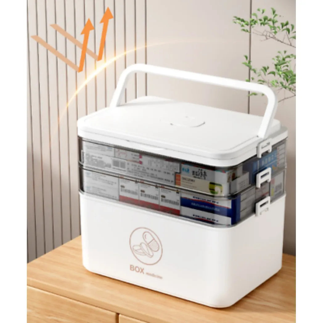 3-Layer Medicine Cabinet Family Storage Dustproof Large Capacity Case Organizer