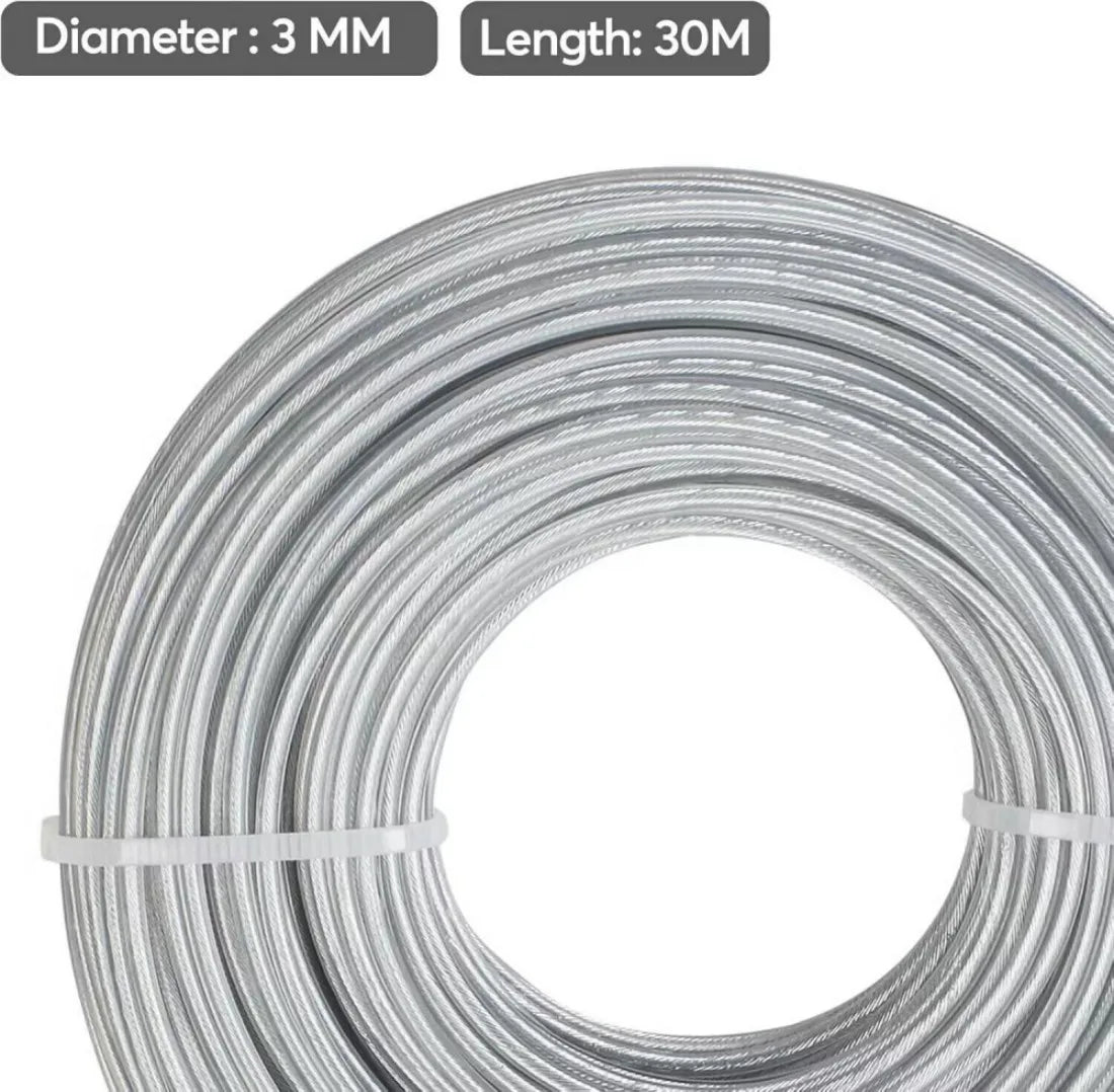 Strimmer Spool Line Cutting Line Grass Cut Nylon Metal Wire -3MM X 30M