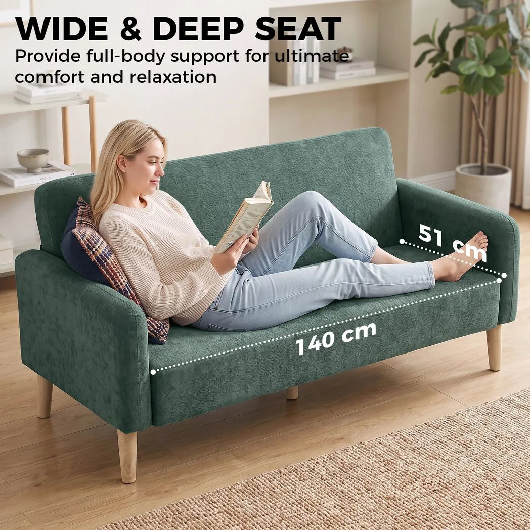 HOMCOM 2 Seater Sofa, Velvet Small Couch with 20cm Thick Padding, Wide and Deep Seat, Dark Green
