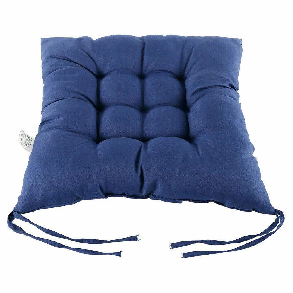 4 Pack Seat Pad Dining Room Garden Kitchen Chair Seat Cushions Tie On Plain UK-blue