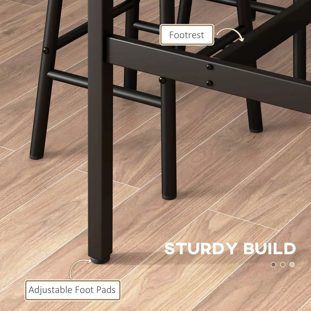 HOMCOM 3 Piece Bar Table Set with 2 Stools, Industrial Bar Table and Stool Set, Dining Table and Chair Set, Rustic Brown