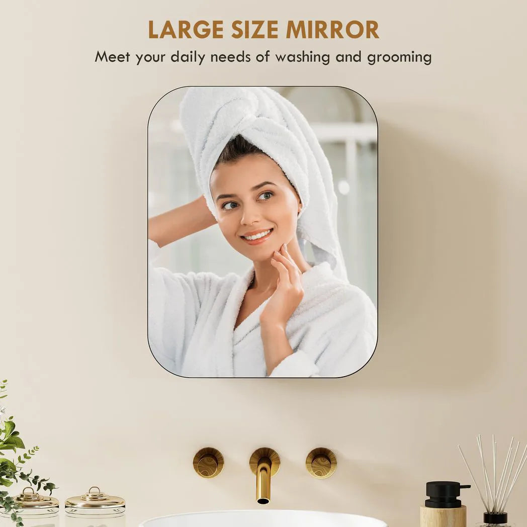 HOMCOM Bathroom Medicine Cabinet with Mirror, Bathroom Wall Cabinet with Adjustable Shelves, Soft Close Hinges, Black