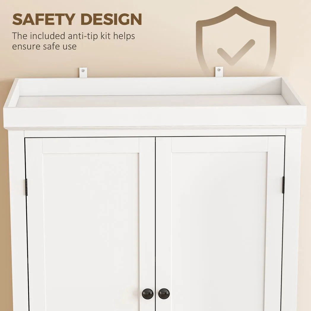 HOMCOM Tall Kitchen Cupboard, 183 cm Freestanding Storage Cabinet with Drawer, 4 Doors and Adjustable Shelves, White