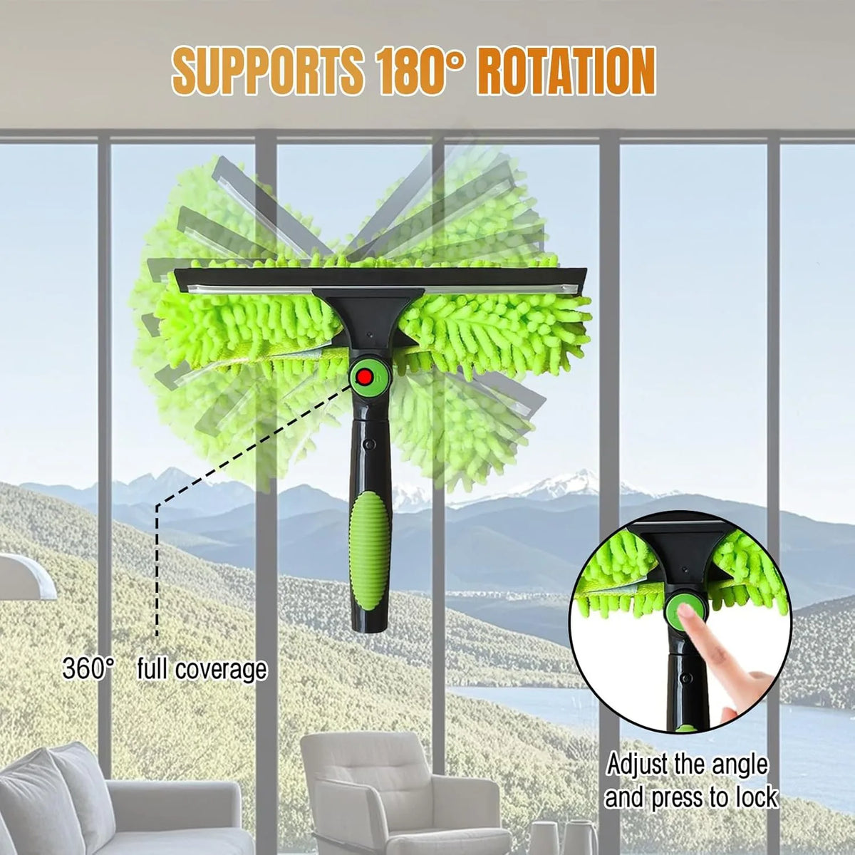 4.5M Telescopic Extendable Window Cleaner Equipment Glass Cleaning Squeegee green