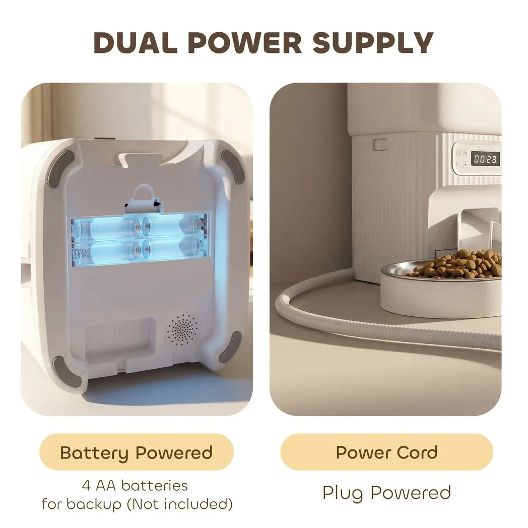 PawHut Automatic Cat Feeder Timed Portion Control Pet Food Dispenser with 2 Stainless Steel Bowls