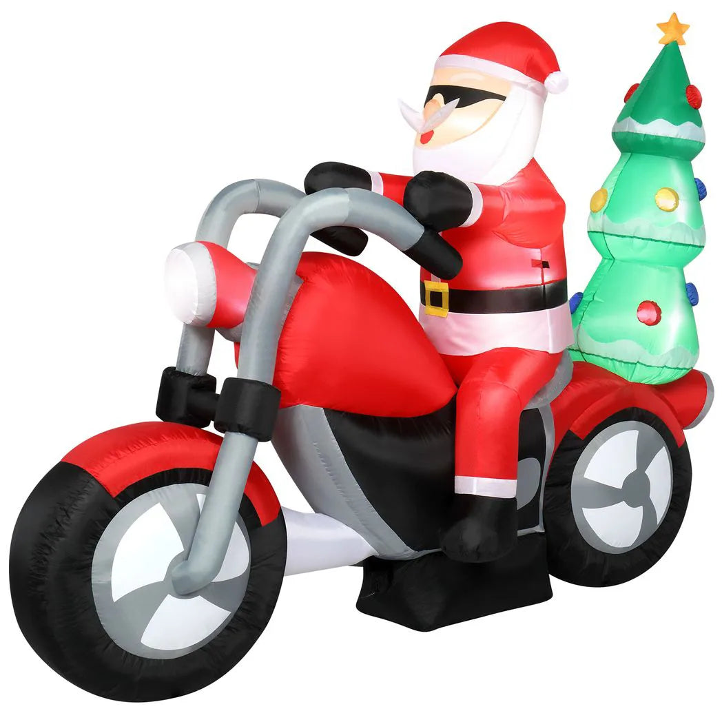 6ft 18W 7 LED Lights Santa Claus Rides Motorcycle Garden Santa Claus Decoration