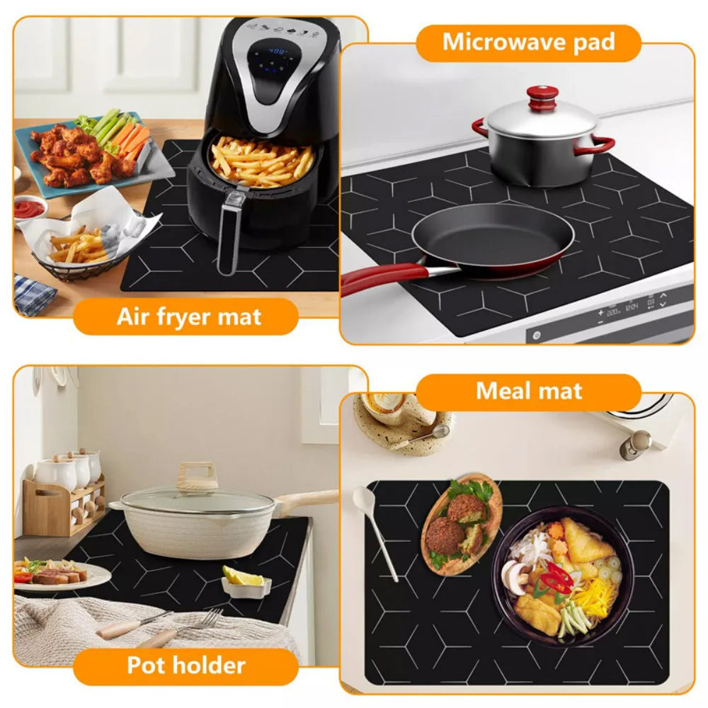 Large Induction Hob Protector Mat 52*60cm Silicone Heat Resistant-Mats Washable