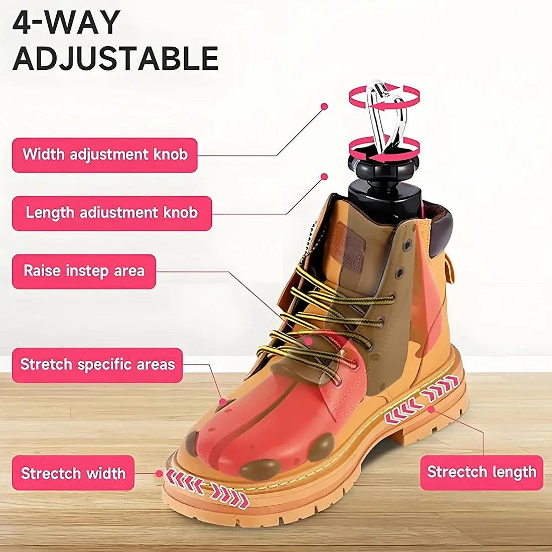Boot Shoe Stretcher for Men, Shoe Tree Expander Women Stretch Width, Adjustable-yellow