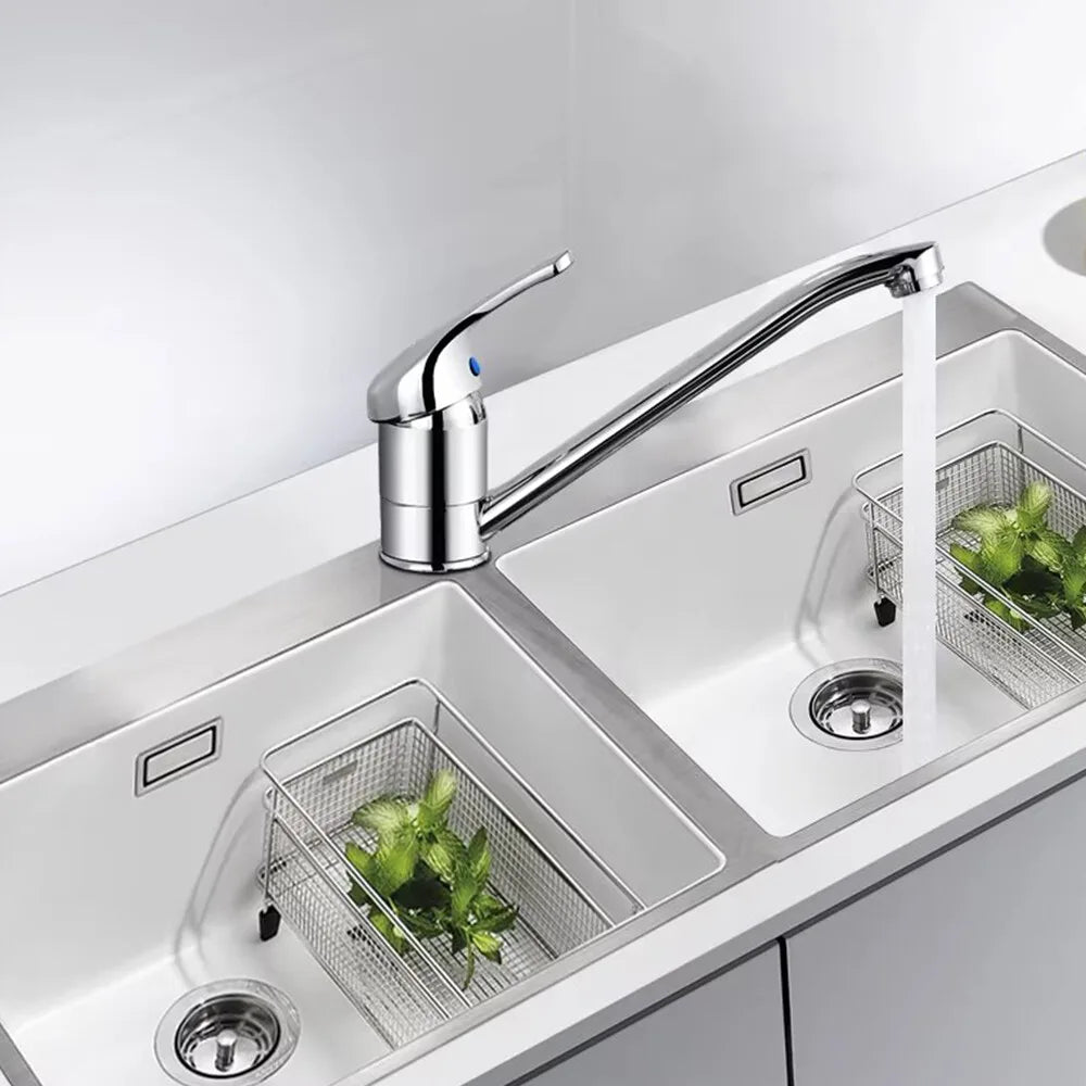 Modern Kitchen Sink Mixer Taps Swivel Spout Single Lever Tap Luna Mono Chrome UK