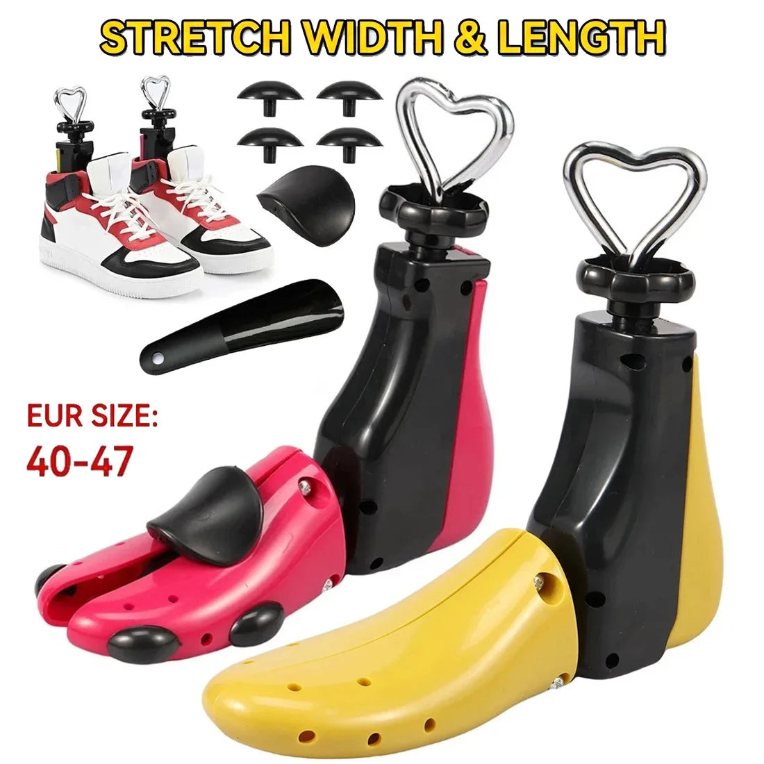 Boot Shoe Stretcher for Men, Shoe Tree Expander Women Stretch Width, Adjustable-yellow
