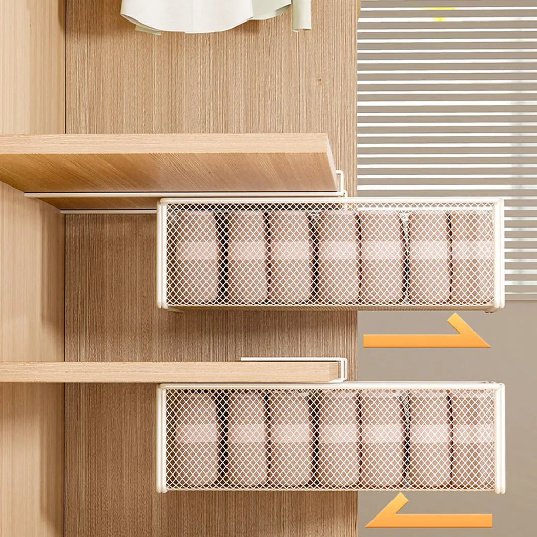 1PC  Pull-Out Wardrobe Storage Basket Hanging Storage Rack Underwear Storage Box-White