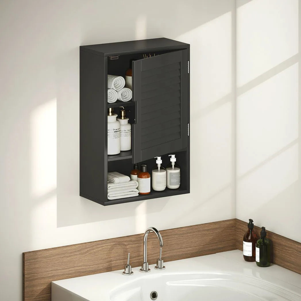 HOMCOM Bathroom Cabinet, Wall Mounted Storage Cabinet with Adjustable Shelves, 40 x 20 x 60 cm, Black