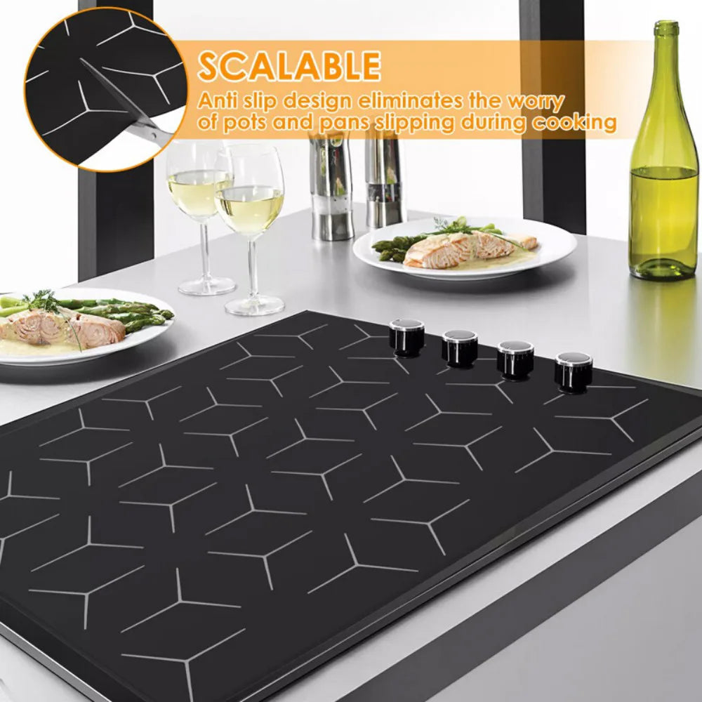 Large Induction Hob Protector Mat 52*60cm Silicone Heat Resistant-Mats Washable