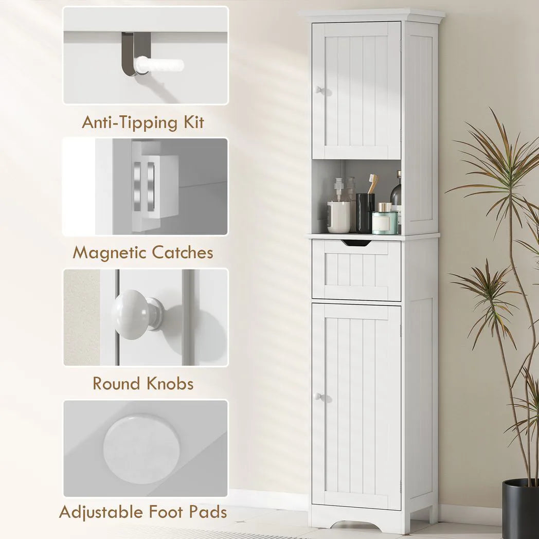 HOMCOM Slim Bathroom Storage Cabinet, with Sensor Lights - White