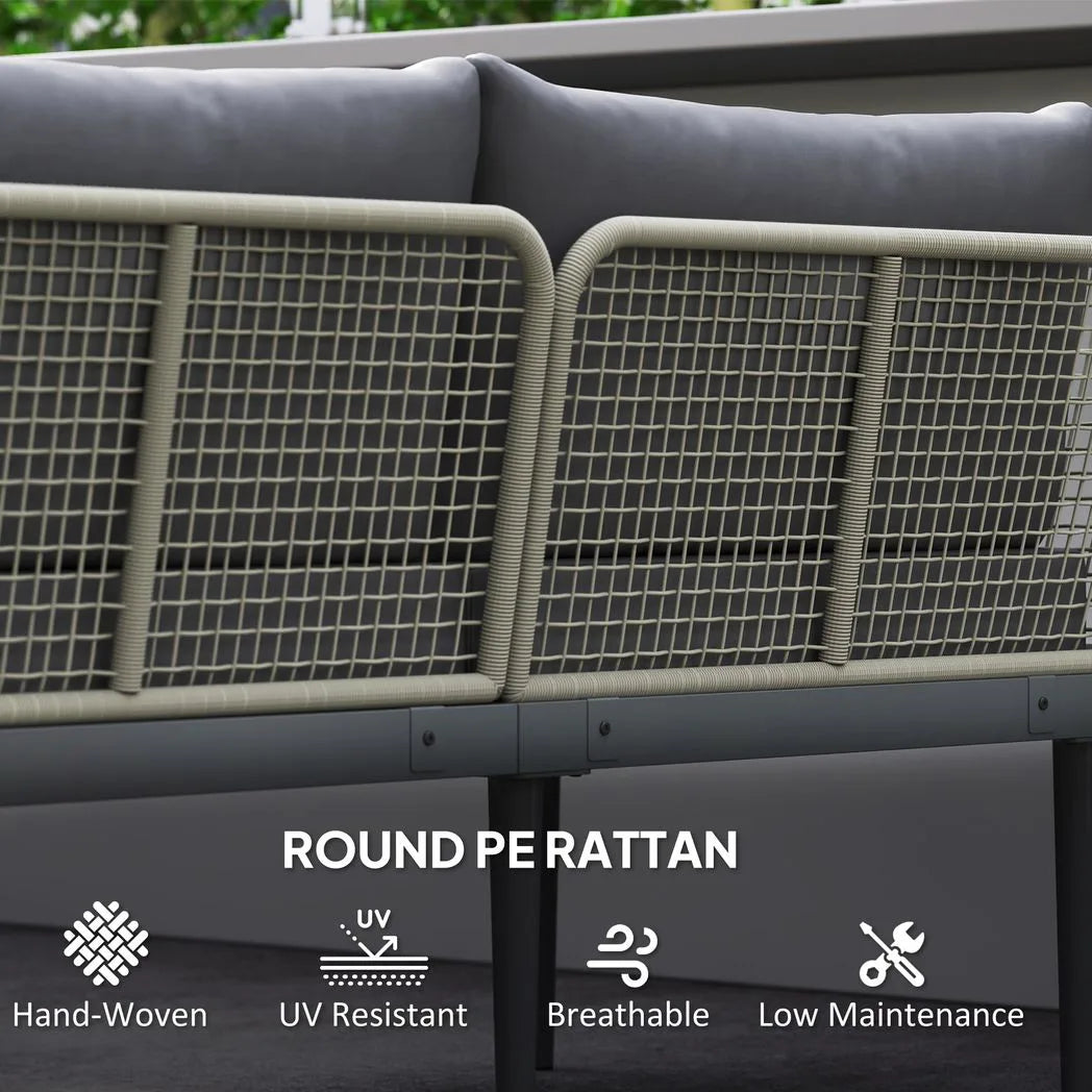 Outsunny Thee-Piece 'L' Rattan Sofa Set - Grey