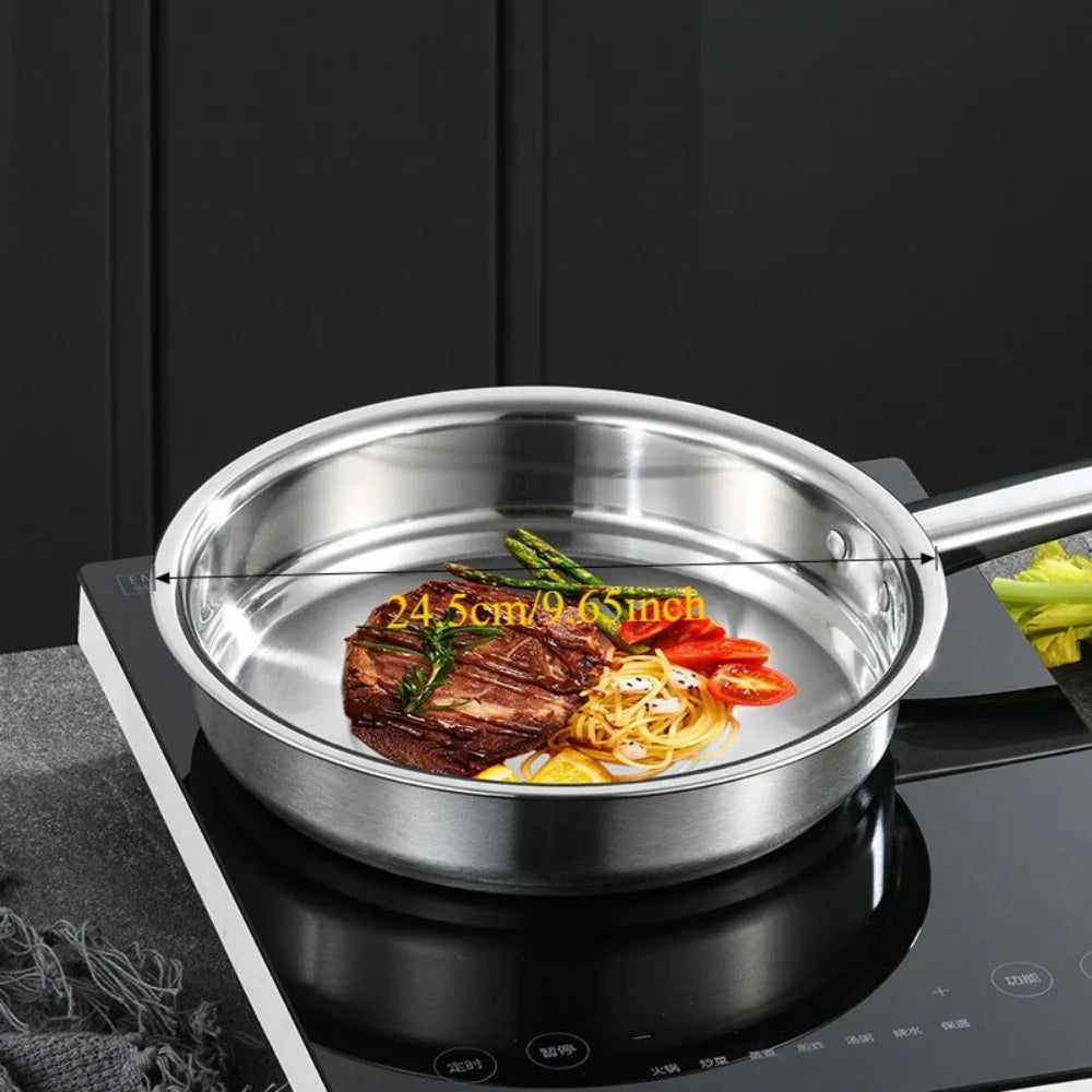 Stainless Steel 3Pcs Cookware Set Saucepan Stockpot Fry Pan w/Lids Steel Handle