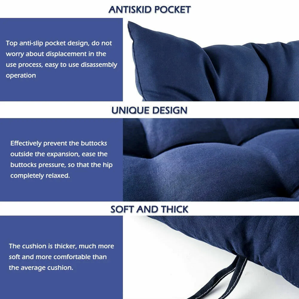 4 Pack Seat Pad Dining Room Garden Kitchen Chair Seat Cushions Tie On Plain UK-blue