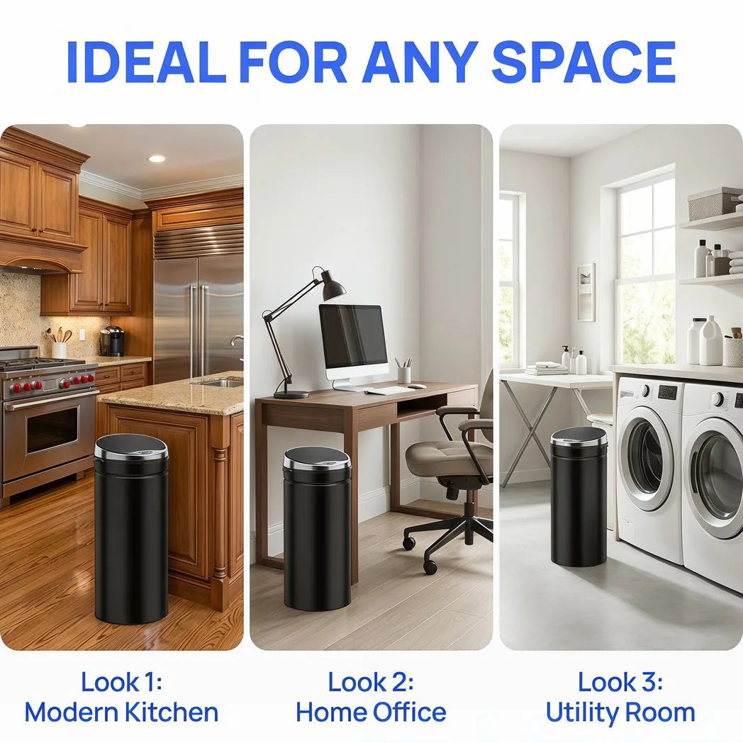 HOMCOM 50L Automatic Motion Sensor Rubbish Bin with Fingerprint Resistant, Stainless Steel, Black