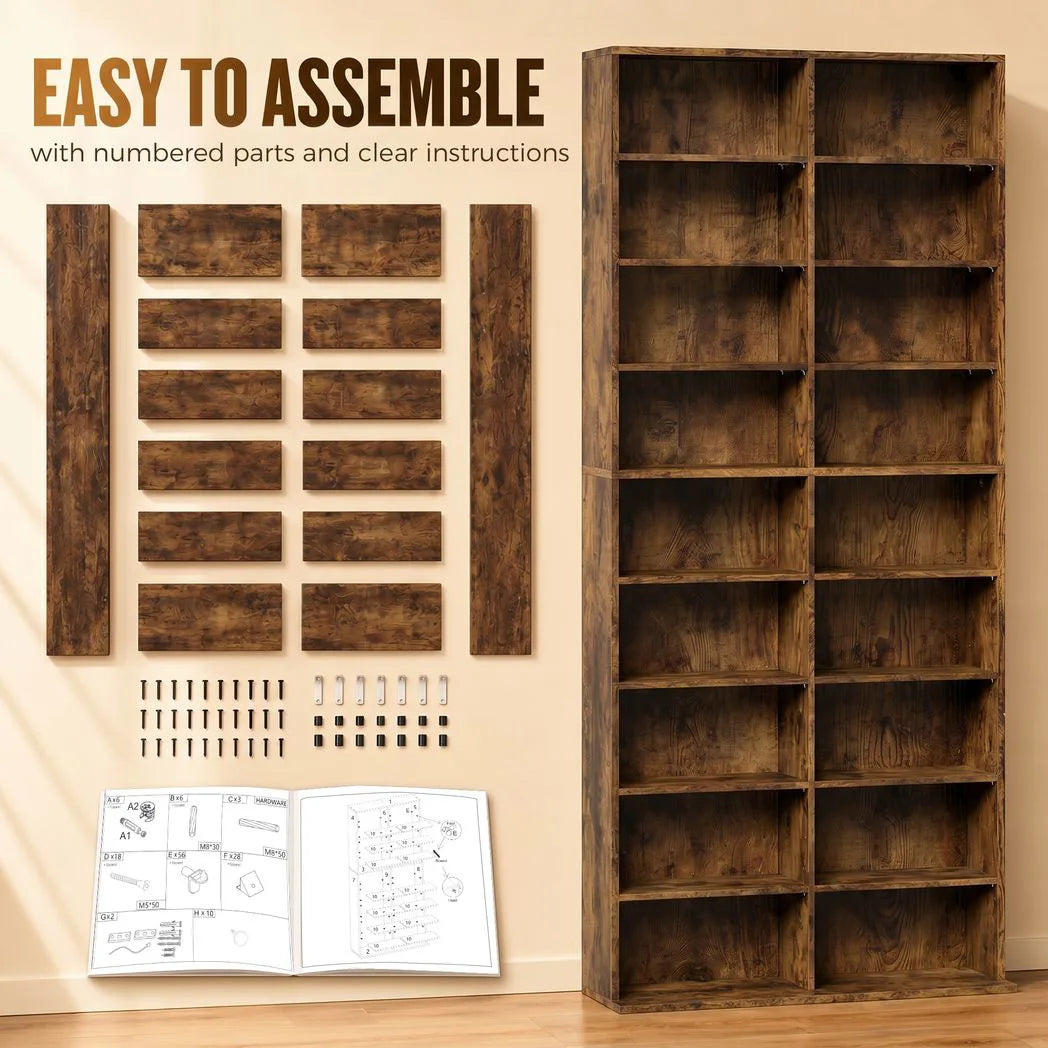 HOMCOM 640 CD Storage Tower - Rustic Brown
