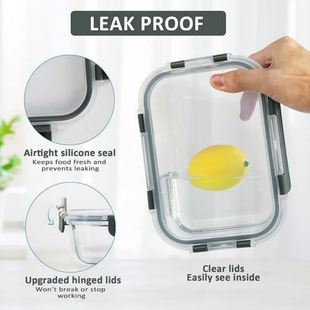 Glass Food Storage Containers with Lids - 5 Airtight Food Storage Containers-粉色