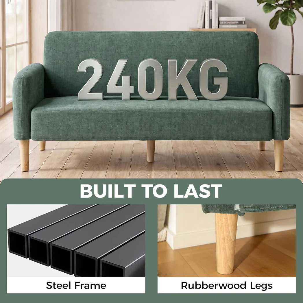 HOMCOM 2 Seater Sofa, Velvet Small Couch with 20cm Thick Padding, Wide and Deep Seat, Dark Green