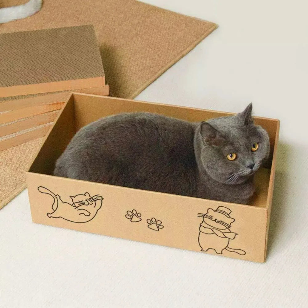 5X Cat Box Scratcher Scratching Board Heavy Duty Corrugated Cardboard Kitten UK