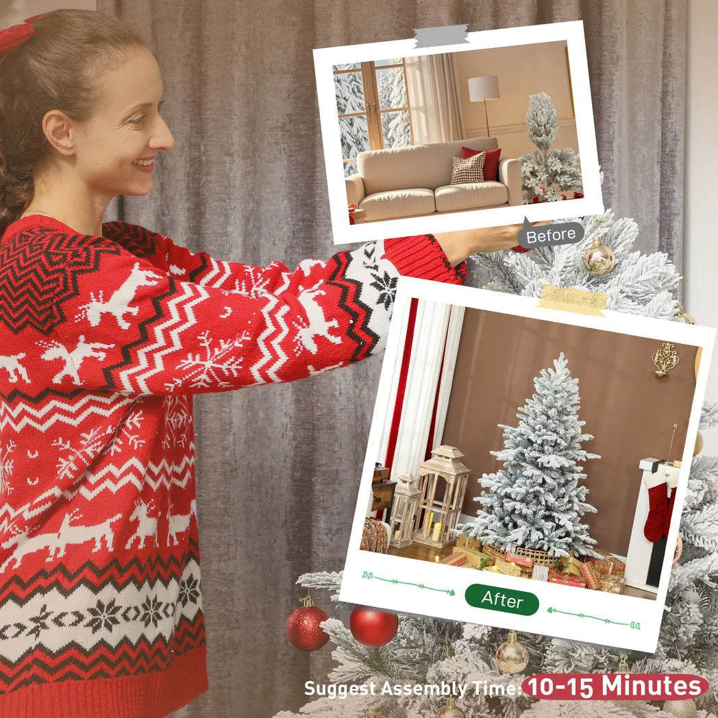 HOMCOM 5ft Snow Flocked Artificial Christmas Tree