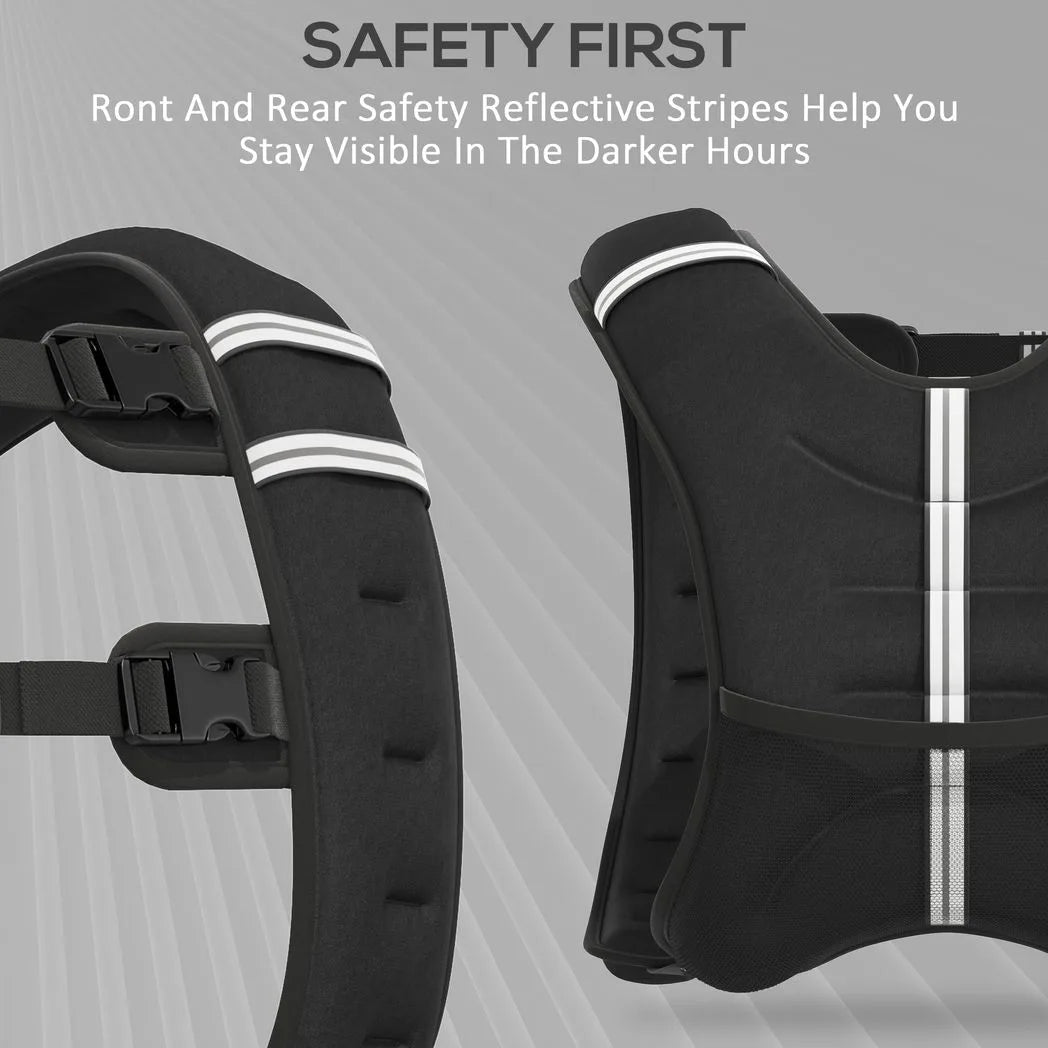 HOMCOM 8KG Weighted Vest, Running Weight Vest with Adjustable Strap, Convenient Pocket and Reflective Strips for Men and Women