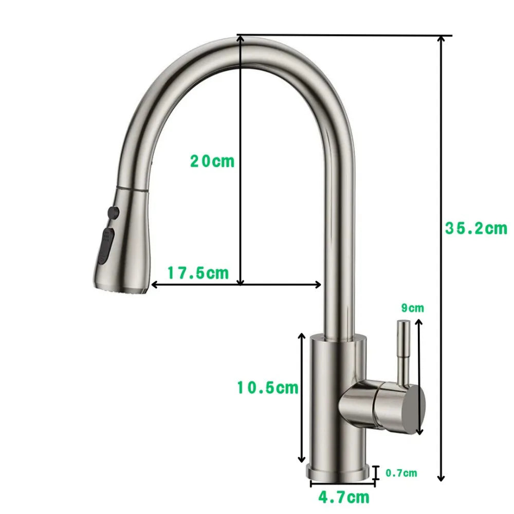 360° Kitchen Sink Mixer Taps Pull Out Spout Spray Single Lever Modern Mono Tap-silver