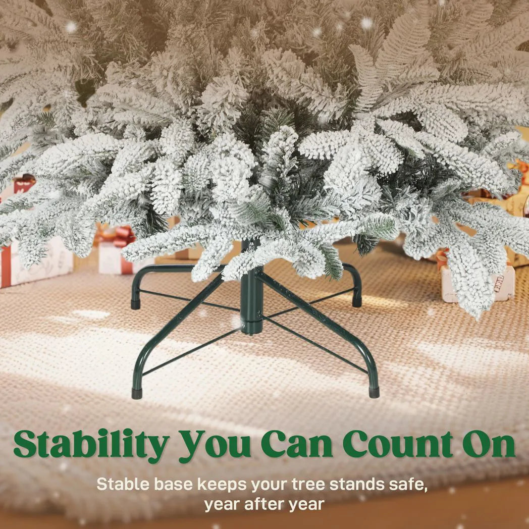 HOMCOM 5 ft Artificial Flocked Christmas Tree with 717 Branches, Hinged Xmas Tree with Foldable Metal Stand, Easy Assembly for Home Office Decor
